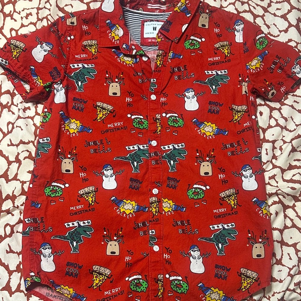 Cactus Red Holiday Kids Button Down Shirt